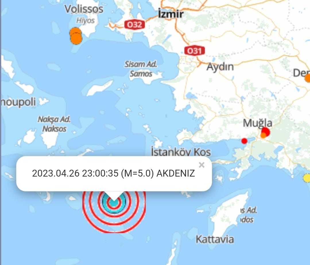 Muğla Açıklarında Deprem